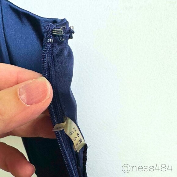 NWT Elie Tahari Rena Stretch Satin Cobalt Blue Dress / Size 2 - Picture 7 of 7